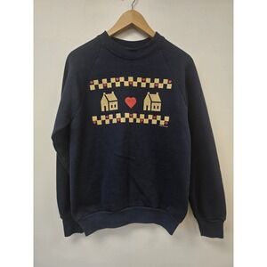 Vintage Fruit of the Loom Sweatshirt Mens Medium Crewneck House Heart USA 1990s
